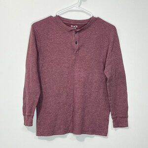 Children's Place Dusty Maroon Long Sleeve Thermal Waffle Knit Lg 10/12